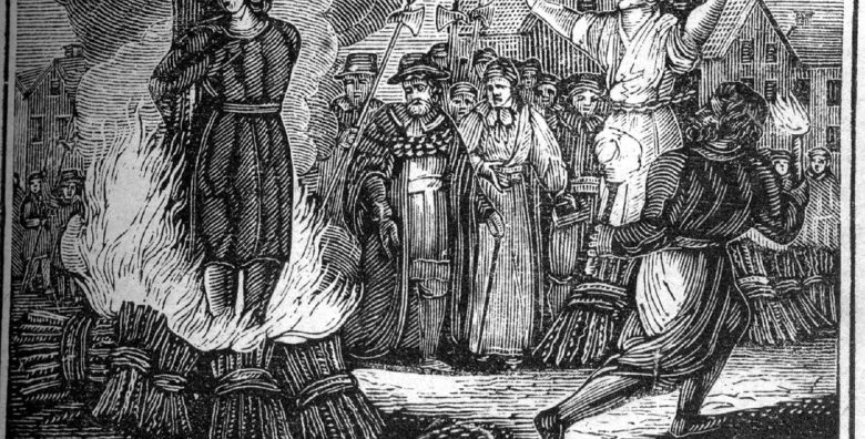 Hexenverfolgung: Verbrennung auf dem Scheiterhaufen (Illustration aus dem 19. Jahrhundert)